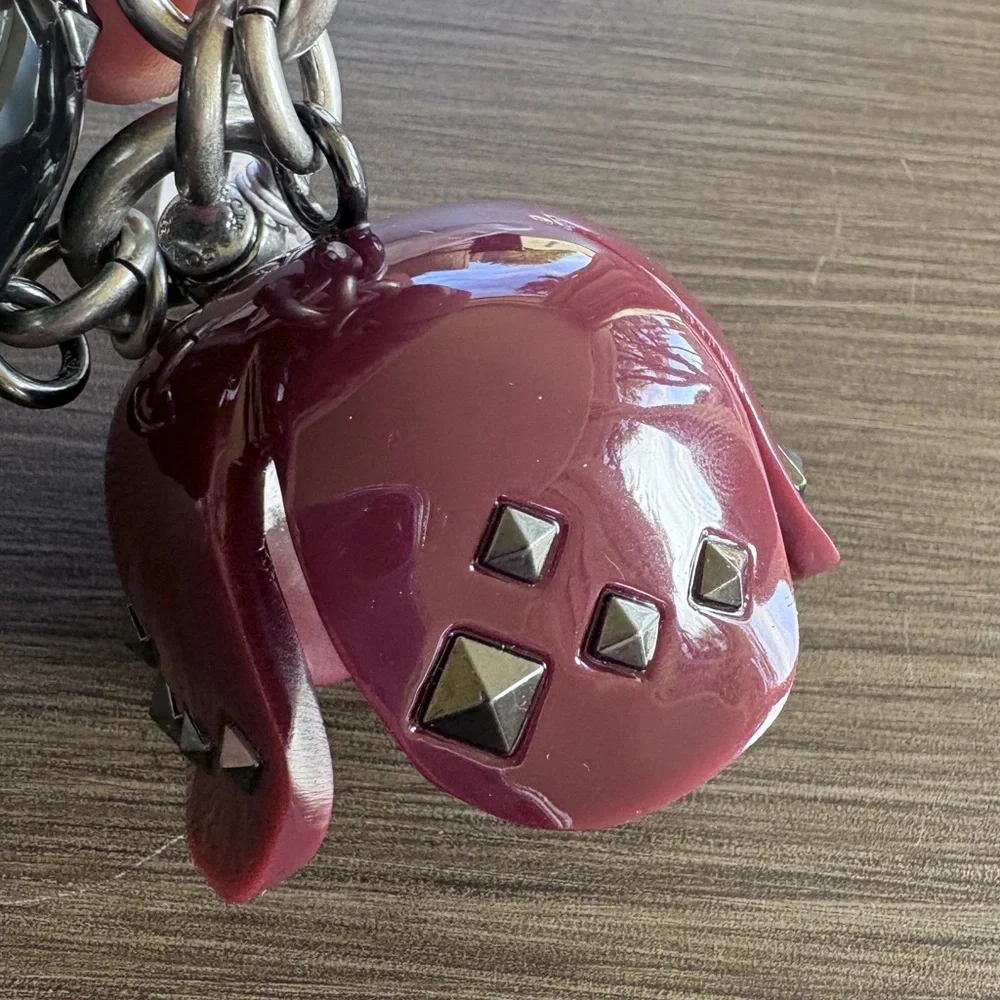 COACH Runway Tea Rose Bag Charm Studded Black Burgundy 2017